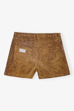 GANNI Sett | Denimklær<Brown Foil Denim Mini-shorts Cognac