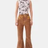 GANNI Trending Now | Sett<Brown Foil Flared-jeans Cognac