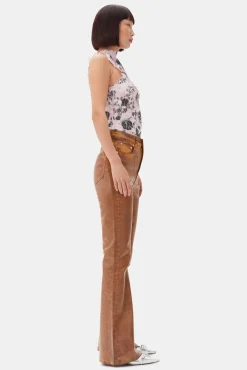 GANNI Trending Now | Sett<Brown Foil Flared-jeans Cognac