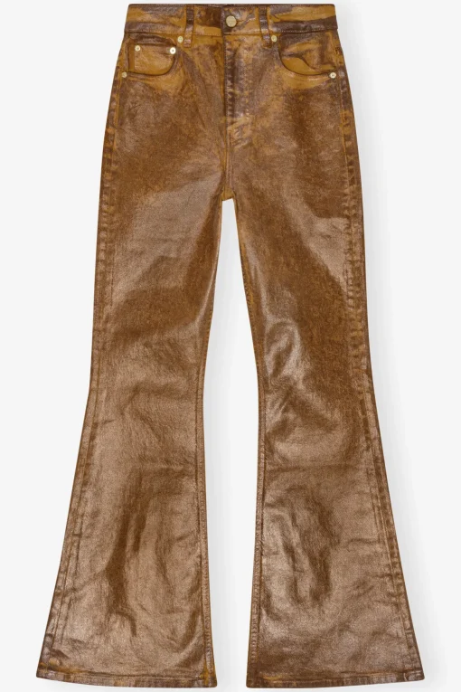 GANNI Trending Now | Sett<Brown Foil Flared-jeans Cognac