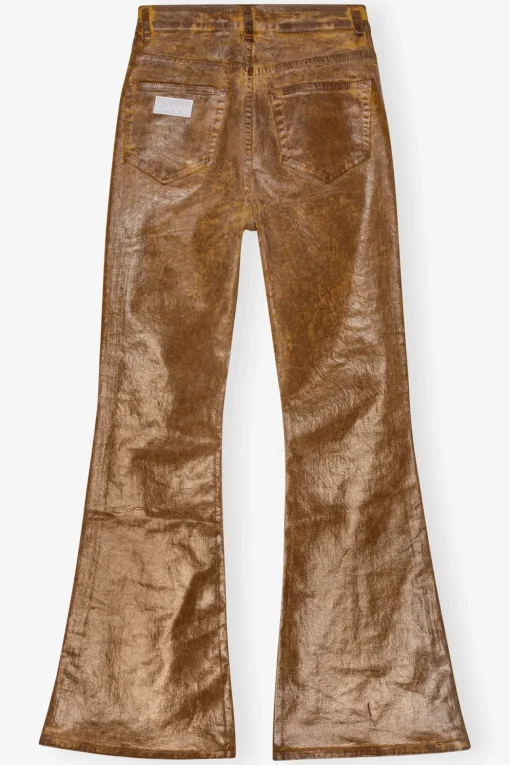 GANNI Trending Now | Sett<Brown Foil Flared-jeans Cognac