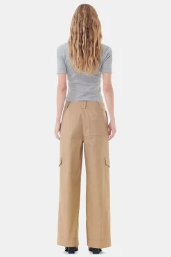 GANNI Sett | Bukser<Brown Herringbone Canvas Mid Waist-bukse Tiger'sEye