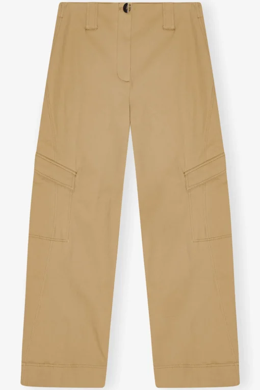 GANNI Sett | Bukser<Brown Herringbone Canvas Mid Waist-bukse Tiger'sEye