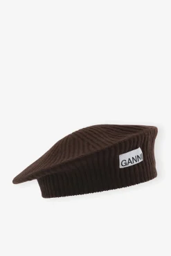 GANNI Hatter<Brown Structured Rib-alpelue HotFudge