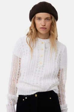 GANNI Hatter<Brown Structured Rib-alpelue HotFudge