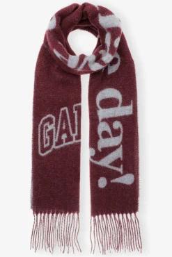 GANNI Skjerf | Vintertilbehør<Fringed Wool-skjerf Burgundy