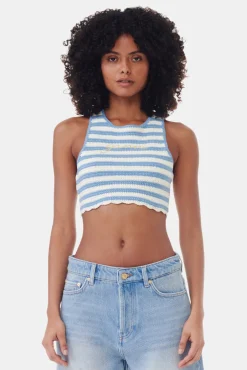 GANNI Topper<Crochet Racerback-topp GlacierLake