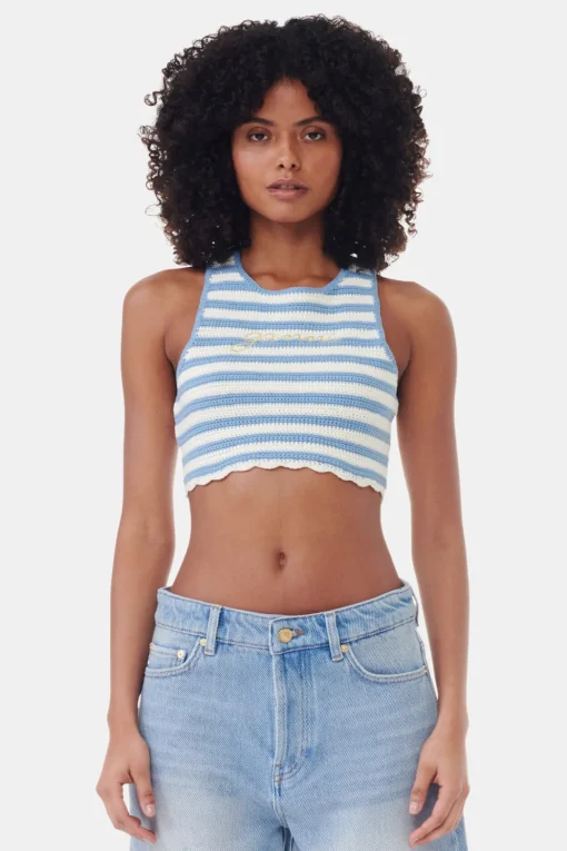 GANNI Topper<Crochet Racerback-topp GlacierLake