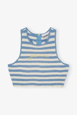 GANNI Topper<Crochet Racerback-topp GlacierLake