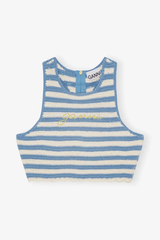 GANNI Topper<Crochet Racerback-topp GlacierLake