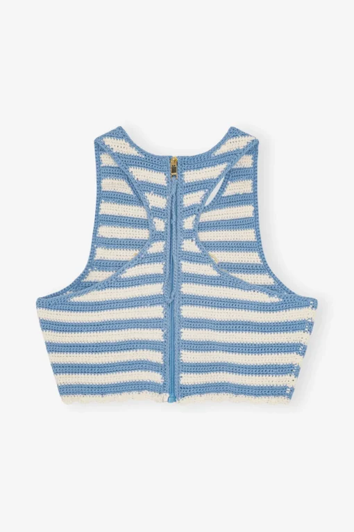 GANNI Topper<Crochet Racerback-topp GlacierLake