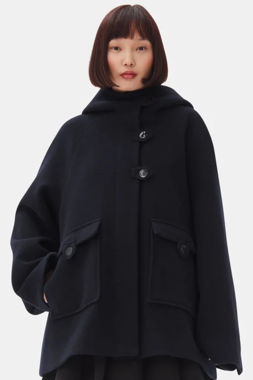GANNI Kåper & Jakker<Dark Blue Midi-jakke SkyCaptain
