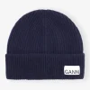 GANNI Hatter | Vintertilbehør<Dark Blue Rib Knit-lue Peacoat