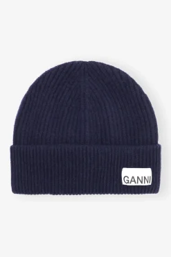 GANNI Hatter | Vintertilbehør<Dark Blue Rib Knit-lue Peacoat