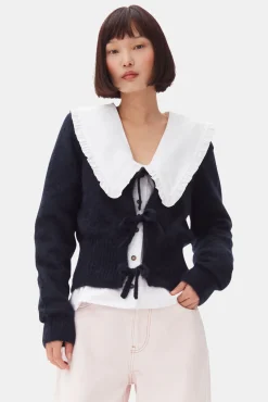 GANNI Strikkeplagg<Dark Blue Tie String-cardigan SkyCaptain
