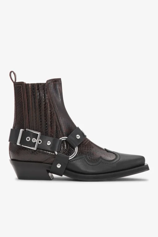 GANNI Sko | Western- & Cowboy Boots<Dark Burgundy Low Cut Western Chelsea-boots Black/DarkBurgundy
