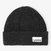 GANNI Hatter | Små Gaver<Dark Grey Fitted Wool Rib Knit-lue Phantom