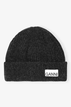 GANNI Hatter | Små Gaver<Dark Grey Fitted Wool Rib Knit-lue Phantom