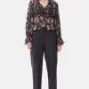 GANNI Plus Size Klær | Dresstoff<Dark Grey Stripe Suiting-bukser Phantom