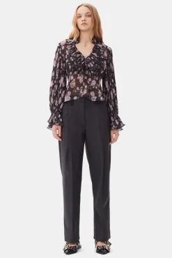 GANNI Plus Size Klær | Dresstoff<Dark Grey Stripe Suiting-bukser Phantom