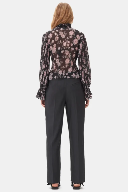 GANNI Plus Size Klær | Dresstoff<Dark Grey Stripe Suiting-bukser Phantom