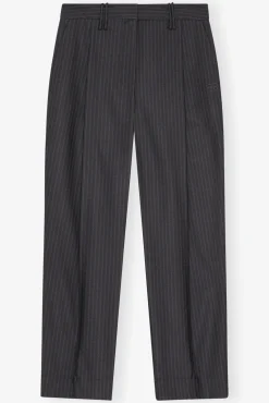 GANNI Plus Size Klær | Dresstoff<Dark Grey Stripe Suiting-bukser Phantom
