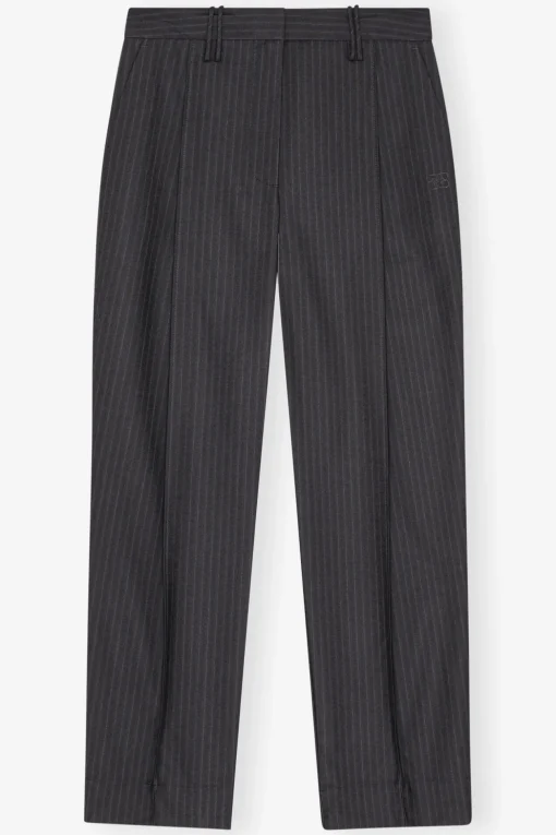 GANNI Plus Size Klær | Dresstoff<Dark Grey Stripe Suiting-bukser Phantom