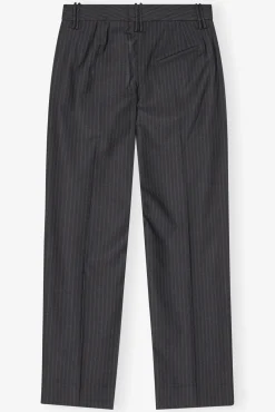 GANNI Plus Size Klær | Dresstoff<Dark Grey Stripe Suiting-bukser Phantom