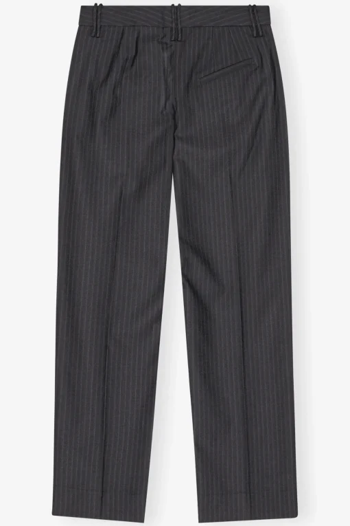 GANNI Plus Size Klær | Dresstoff<Dark Grey Stripe Suiting-bukser Phantom