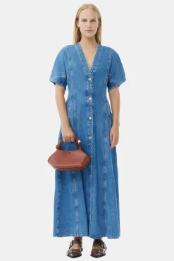 GANNI Fabrics Of The Future<Future Denim Maxi-kjole MidBlueStone