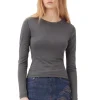 GANNI Fabrics Of The Future<Future Grey Jersey Rhinestone-T-skjorte VolcanicAsh