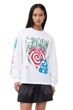 GANNI Fabrics Of The Future<Future Heavy Jersey Long Sleeve-T-skjorte BrightWhite