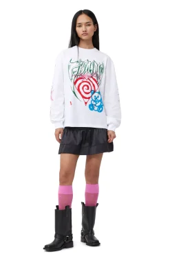 GANNI Fabrics Of The Future<Future Heavy Jersey Long Sleeve-T-skjorte BrightWhite