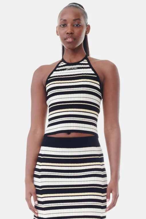 GANNI Fabrics Of The Future | Plus Size Klær<Future Striped Rib Long-skjørt Multicolour