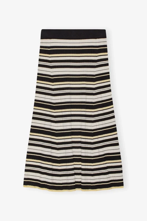 GANNI Fabrics Of The Future | Plus Size Klær<Future Striped Rib Long-skjørt Multicolour