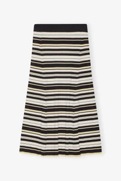 GANNI Fabrics Of The Future | Plus Size Klær<Future Striped Rib Long-skjørt Multicolour