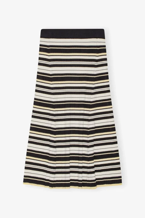 GANNI Fabrics Of The Future | Plus Size Klær<Future Striped Rib Long-skjørt Multicolour