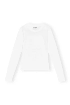 GANNI Fabrics Of The Future<Future White Jersey Rhinestone-T-skjorte BrightWhite