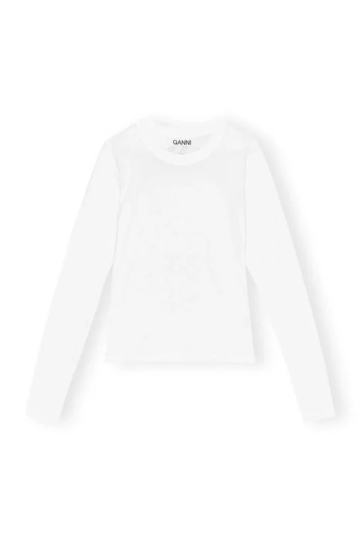 GANNI Fabrics Of The Future<Future White Jersey Rhinestone-T-skjorte BrightWhite