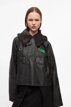 GANNI Kåper & Jakker<x Barbour Tartan Waxed-anorakk DarkGreen