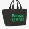 GANNI Ganni Exclusives | Skuldervesker<x Barbour Waxed Tote-veske DarkGreen
