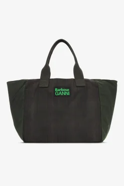 GANNI Ganni Exclusives | Skuldervesker<x Barbour Waxed Tote-veske DarkGreen