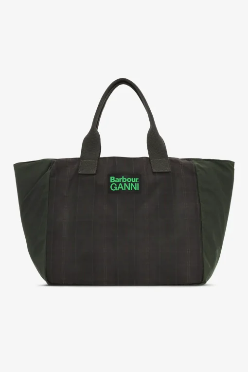 GANNI Ganni Exclusives | Skuldervesker<x Barbour Waxed Tote-veske DarkGreen