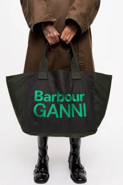 GANNI Ganni Exclusives | Skuldervesker<x Barbour Waxed Tote-veske DarkGreen