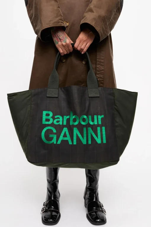 GANNI Ganni Exclusives | Skuldervesker<x Barbour Waxed Tote-veske DarkGreen