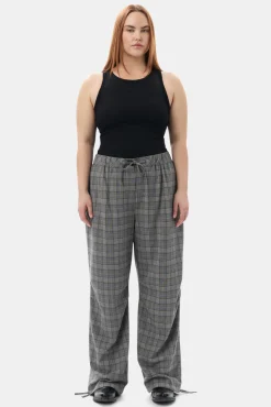GANNI Plus Size Klær | Bukser<x Paloma Elsesser Check Mix Drawstring-bukser FrostGray