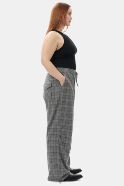 GANNI Plus Size Klær | Bukser<x Paloma Elsesser Check Mix Drawstring-bukser FrostGray