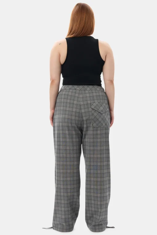 GANNI Plus Size Klær | Bukser<x Paloma Elsesser Check Mix Drawstring-bukser FrostGray