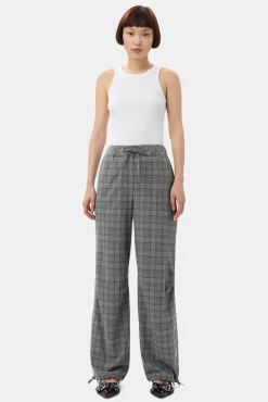 GANNI Plus Size Klær | Bukser<x Paloma Elsesser Check Mix Drawstring-bukser FrostGray