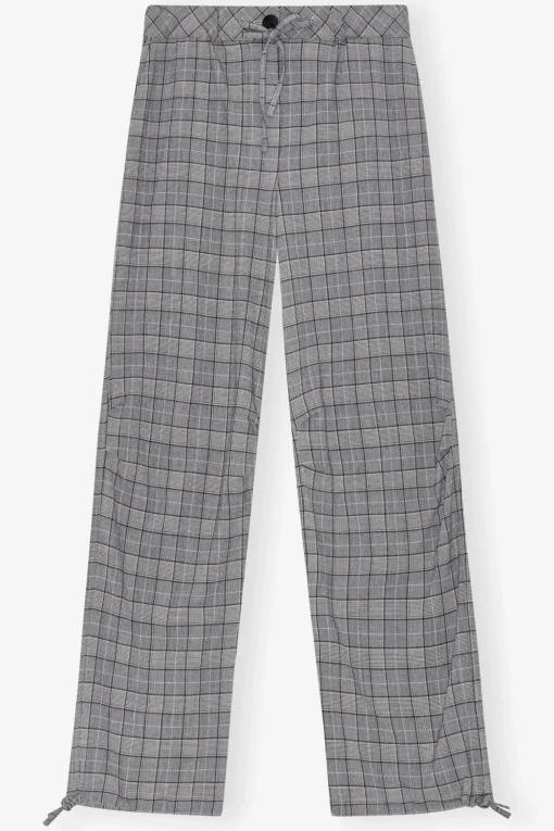 GANNI Plus Size Klær | Bukser<x Paloma Elsesser Check Mix Drawstring-bukser FrostGray